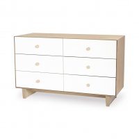 Commode Merlin Rhea 6 tiroirs - Blanc/Bouleau